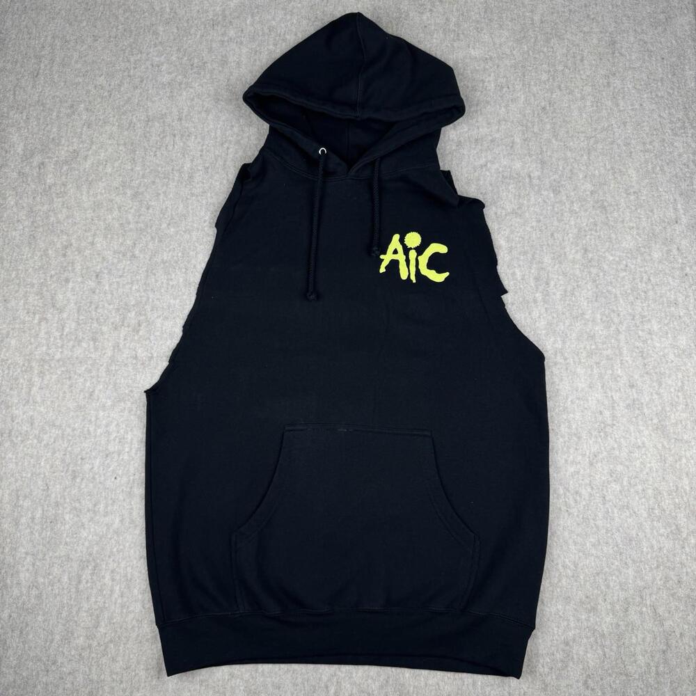 Alice In Chains American Tour 2022 CUTOFF Hoodie Mens Large Black Double Sided